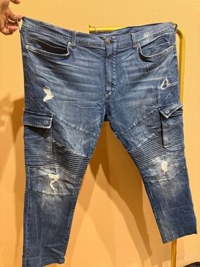 True Religion Rocco distressed moto Biker Jeans